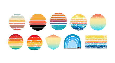 Collection of nostalgic retro-style sunset design, perfect for projects that aim to capture a retro summer vibe