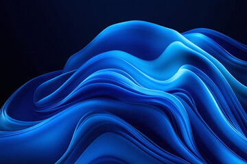 Obraz premium Flowing Blue Abstract Waves with Smooth Gradients and Elegant Curves, Modern Digital Design Featuring Cool Tones and Dynamic Fluid Motion