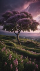 sunset in the forest