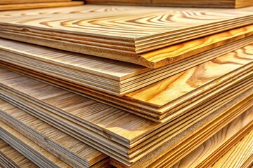 Fototapeta premium Monochrome Plywood Texture: Candid Close-Up of Stacked Wood Boards