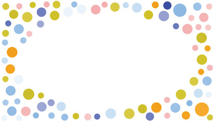 Colorful dotted round frame. Border with circle shapes. Geometric art. Design element for frame, web pages, prints, posters, template, abstract background.