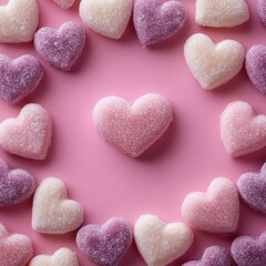 Obraz premium A candy heart border frame, perfect for Valentine's Day, romantic promotions, and creative designs.
