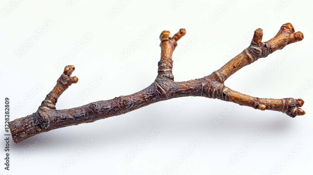 Poster a realistic branch with multiple twigs and buds, showcasing natural details.