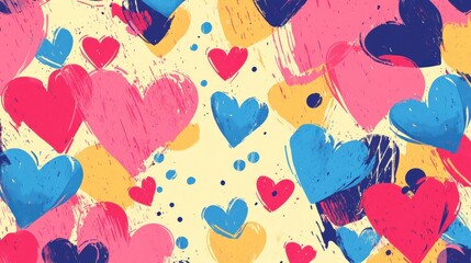 Colorful Abstract Hearts Pattern, Valentine's Day Background