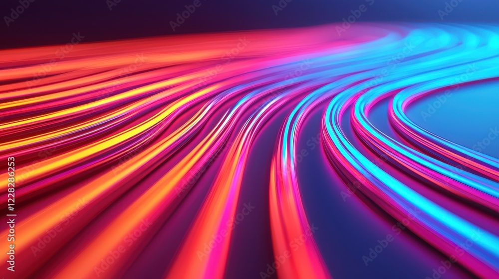 Poster colorful glow lines flowing in abstract wave pattern background