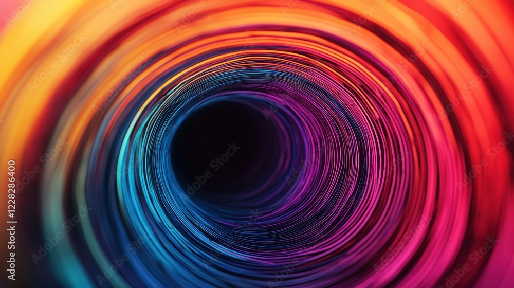 Poster vibrant abstract colorful swirl in dark background with depth effect