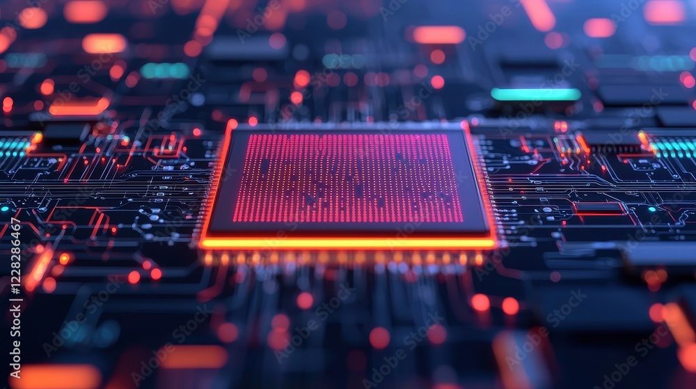 Aufkleber abstract view of modern microchip and circuit board technology