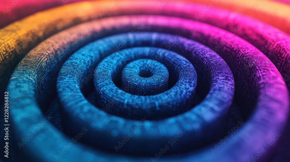 Poster colorful spiral patterns with vibrant gradient effects in soft focus
