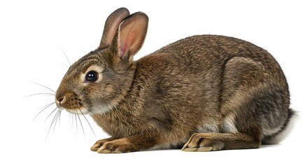 Adorable Brown Rabbit on White Background