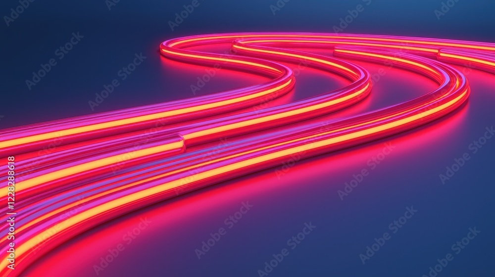 Aufkleber vibrant neon light trails creating dynamic curved patterns