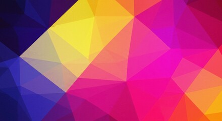 Obraz premium Vibrant Polygon Abstract: A captivating abstract image featuring a vibrant array of polygon shapes in shades of pink, purple, yellow, and blue.