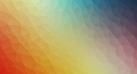 Abstract Polygonal Gradient: A captivating abstract background featuring a vibrant gradient of red, orange, yellow, and blue, rendered in a mesmerizing polygonal pattern.
