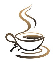 Creative Coffee Mug Logo Art Lines Style Vector Unique Vintage Cup Illustration Symbol Design Poster