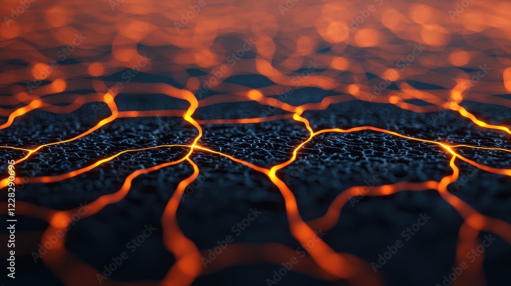 Aufkleber glowing lava texture with cracks and fluid patterns in darkness