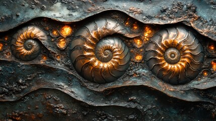 Intricate nautilus shell patterns underwater scene artistic environment close-up view nature's beauty