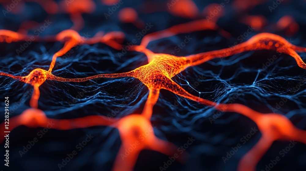 Poster abstract representation of neural network connections in darkness