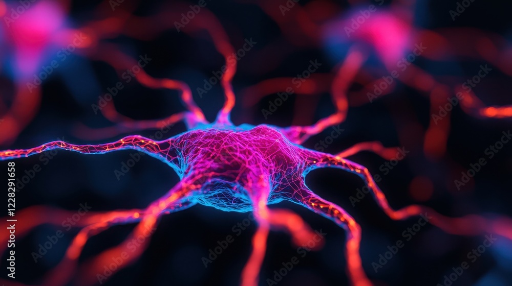Poster colorful abstract representation of neurons in a neural network