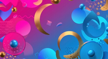 Abstract Gradient Background: A vibrant and dynamic abstract background featuring a fusion of pink, blue, and gold geometric shapes. The backdrop seamlessly blends into a gradient effect.