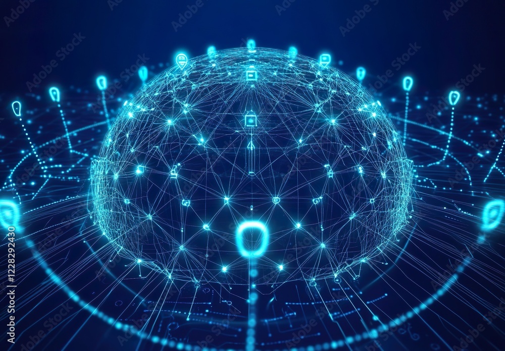 Poster vector abstract futuristic circuit board and mesh line