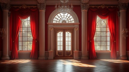 Obraz premium Vintage interior elegant style red drapes golden accents image