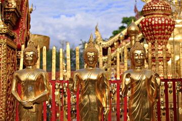 Scenery of Wat Phra That Doi Suthep Temple is famous tourist attraction in Chiang Mai Province, Thailand 