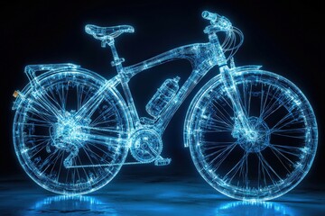 Electric bicycle showcase digital futuristic environment visualization high-tech concept