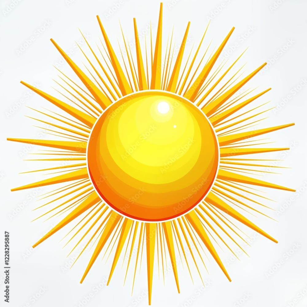 Poster bright yellow sunburst design with radiating sun rays. colorful graphic sun element. abstract image 