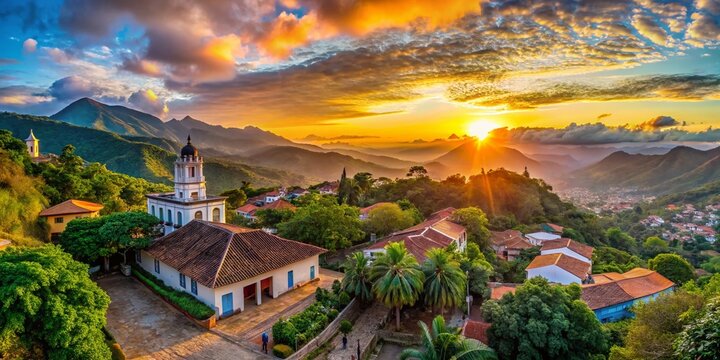 Panoramic Sunrise over Colonia Tovar, Aragua State, Venezuela - Breathtaking Mountain Scenery