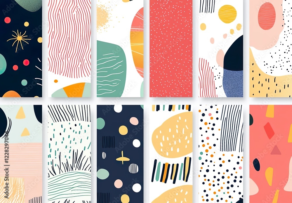 Poster vector geometric seamless patterns collection