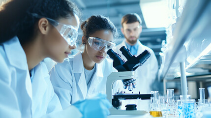 College Students Engaged in Bioengineering Lab Work