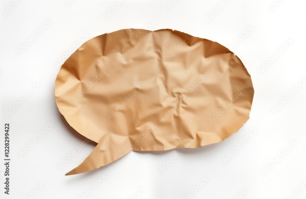 Aufkleber rustic speech bubble cutout design element made from crumpled beige paper. blank paper shape with un