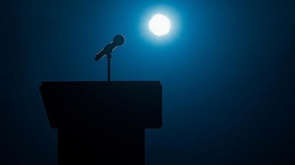 National Protocol Officer Week Microphone on stage under bright spotlight