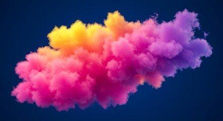 Dreamy Color Burst: A vibrant, abstract cloud of pink, orange, and purple hues floats against a deep blue background, creating a surreal and dreamy atmosphere.  