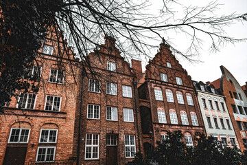 Naklejka premium Gothic facades of ancient houses in the Old Town of Elblag