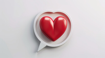 Fototapeta premium A vibrant heart icon within a speech bubble symbolizes love and connection in social media notifications.