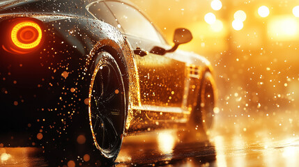 Premium Auto Care: Professional Car Detailing with Foam Wash for Luxury Black Vehicles