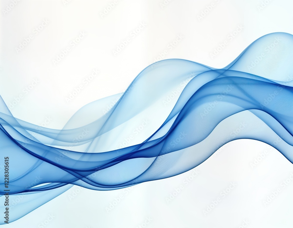 Aufkleber abstract image shows smooth blue wavy lines on transparent background. dynamic motion effect. futuri