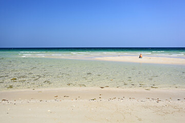 Scenic view clean and white sand beach at Thung Sang Bay, Chumphon Province, Thailand 