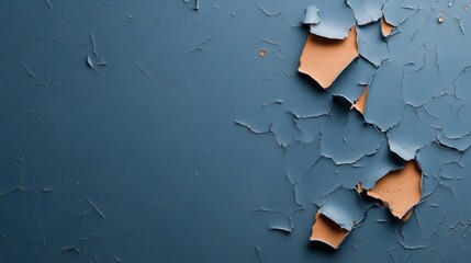 Obraz premium Cracked Blue Wall with Peeling Paint in Textured Abstract Background