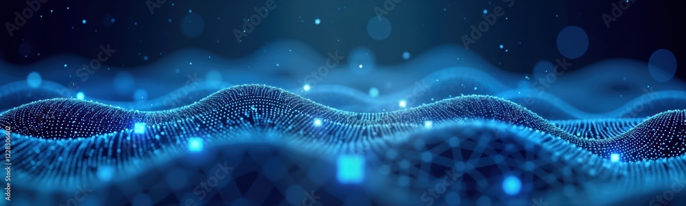 Aufkleber abstract blue tech network background. seamless design with dots, squares. futuristic digital illust