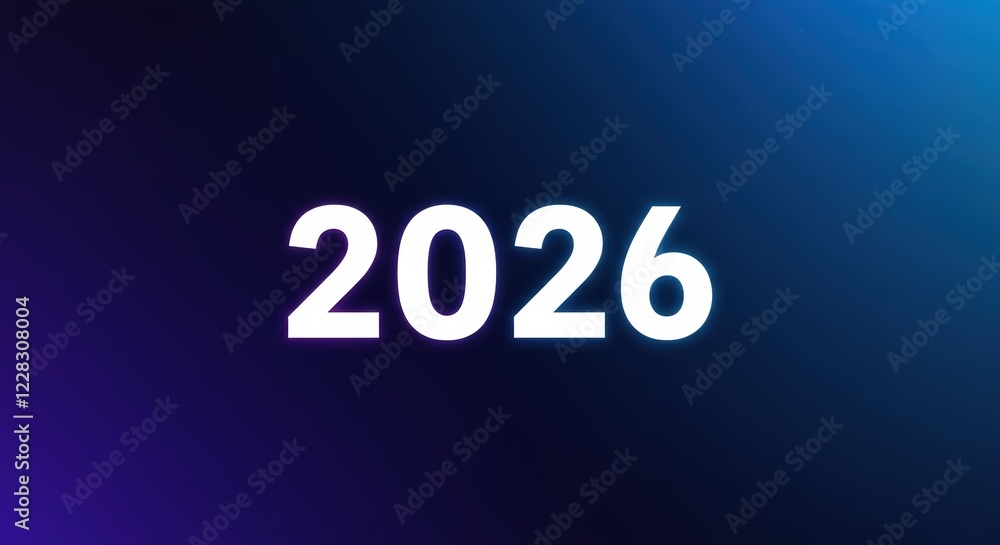Poster abstract neon gradient background with bold 2026 typography design
