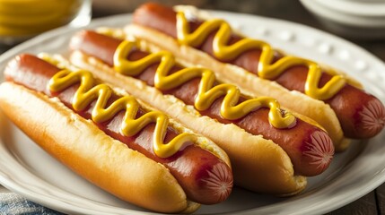 Crispy hot dog sausage corn dogs served with tangy ketchup and mustard