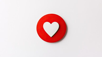 Red Circle with White Heart Symbol on Simple Background for Love and Affection Concept Illustration