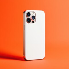 Modern White Smartphone with Triple Lens Camera with a blank white phone case for mockups