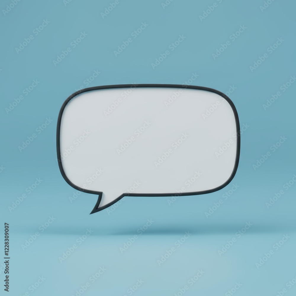 Poster minimalist blue background with floating speech bubble for communication concepts