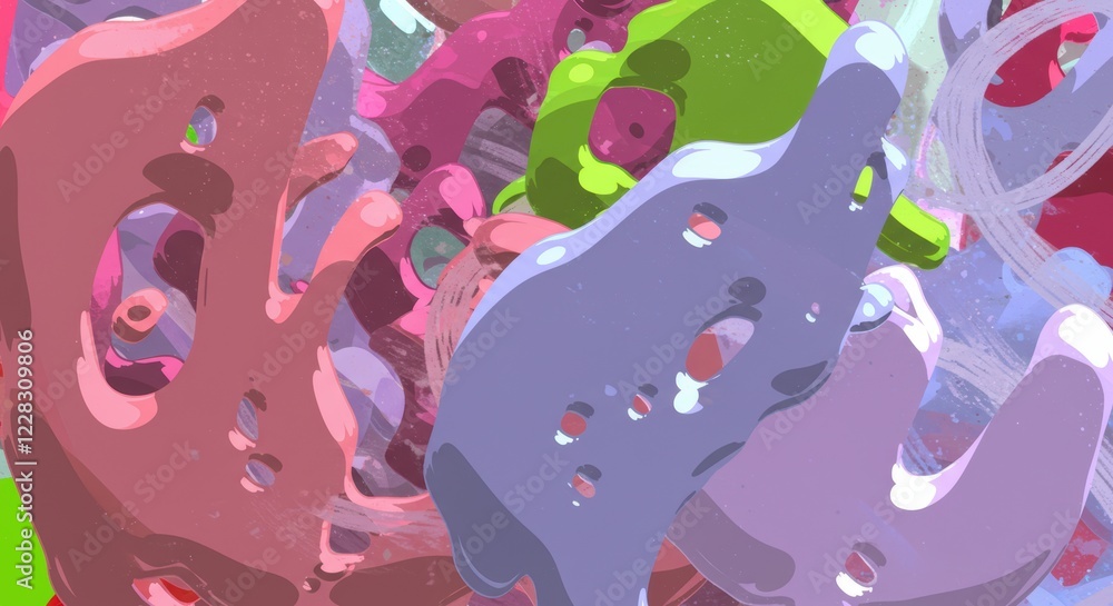 Aufkleber abstract colorful liquid shapes with dynamic motion and vibrant texture