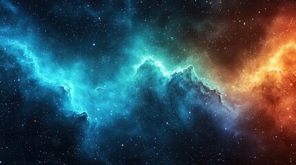 Fototapeta premium A vibrant cosmic scene featuring colorful nebulae in deep space.