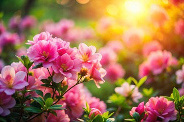 Obraz premium Pink Flowers Blooming in a Vibrant Garden, Springtime Floral Scene