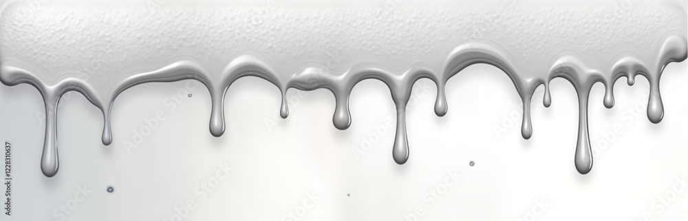 Poster gray slime drips down transparent background. viscous substance flows in drips. abstract design. mod