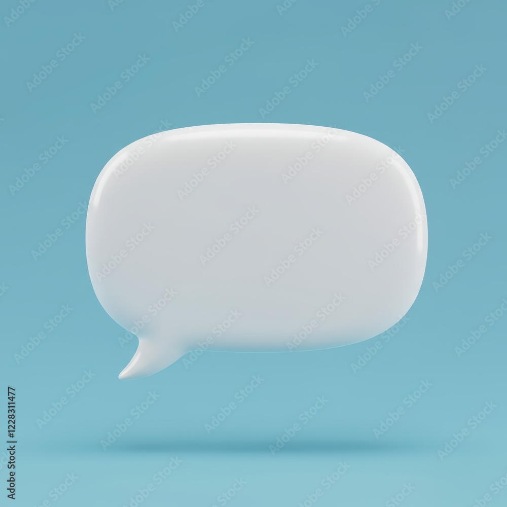 Poster minimalistic floating speech bubble on blue background